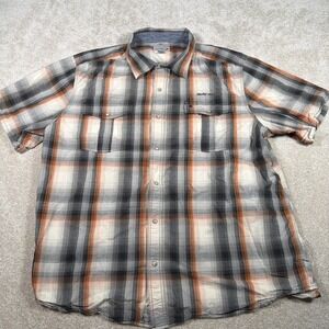 Carhartt‎ Pearl Snap Short Sleeve Shirt Mens 2XL Relaxed Fit Plaid Harley Logo